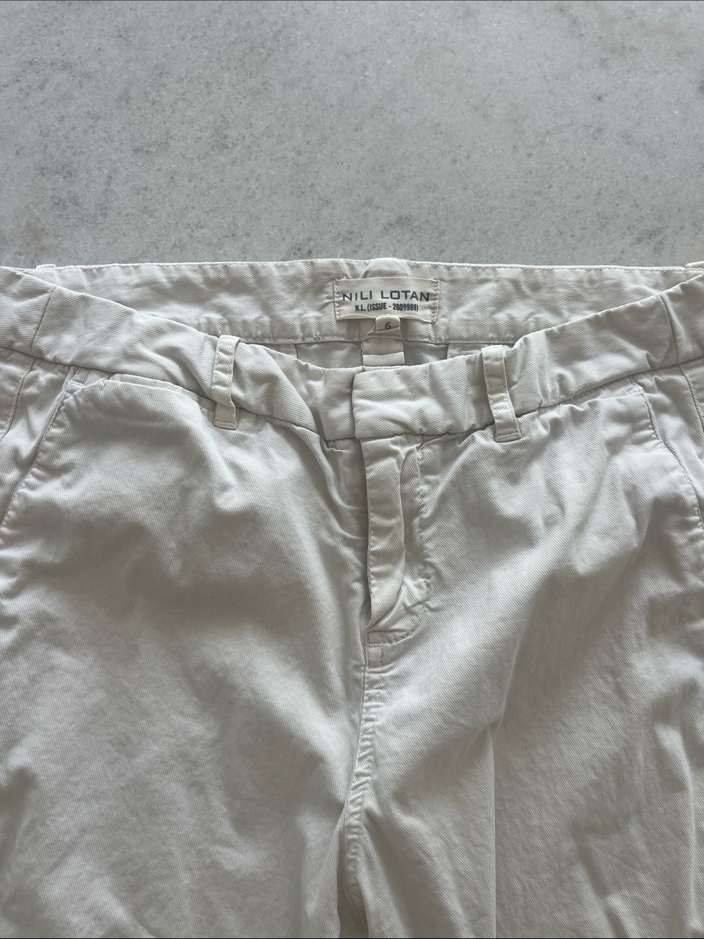 Nili Lotan Off-White Cotton Chino Pants